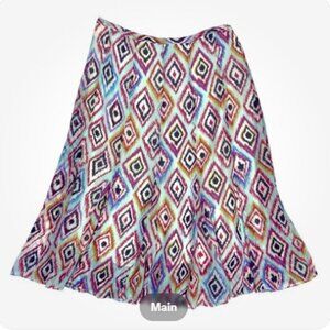 Casual Studio Midi Skirt Women Sz M Multicolor Hippie Boho Aztec Coastal Preppy